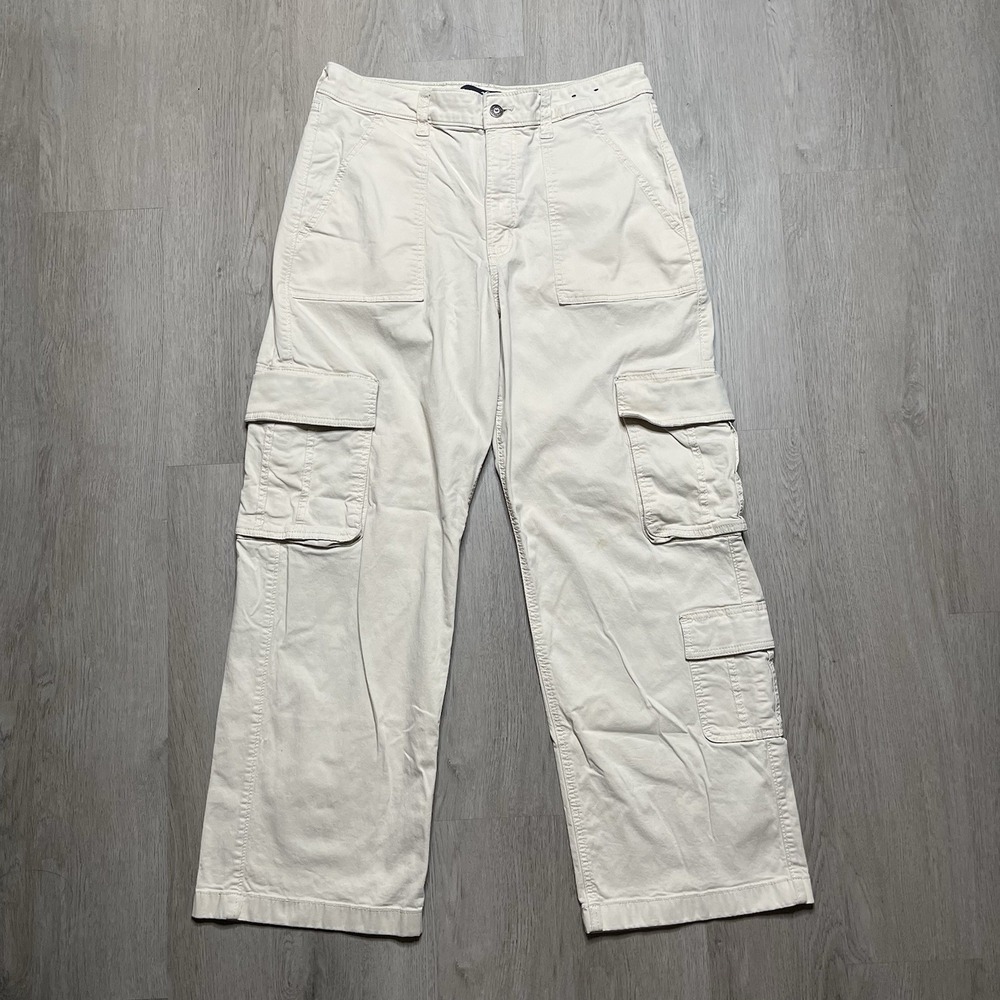 Hollister Women's Cargo Pants Ultra High Rise Baggy Pockets 14R W32R Beige